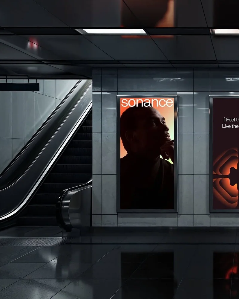 Digital advertising displays in a metro station