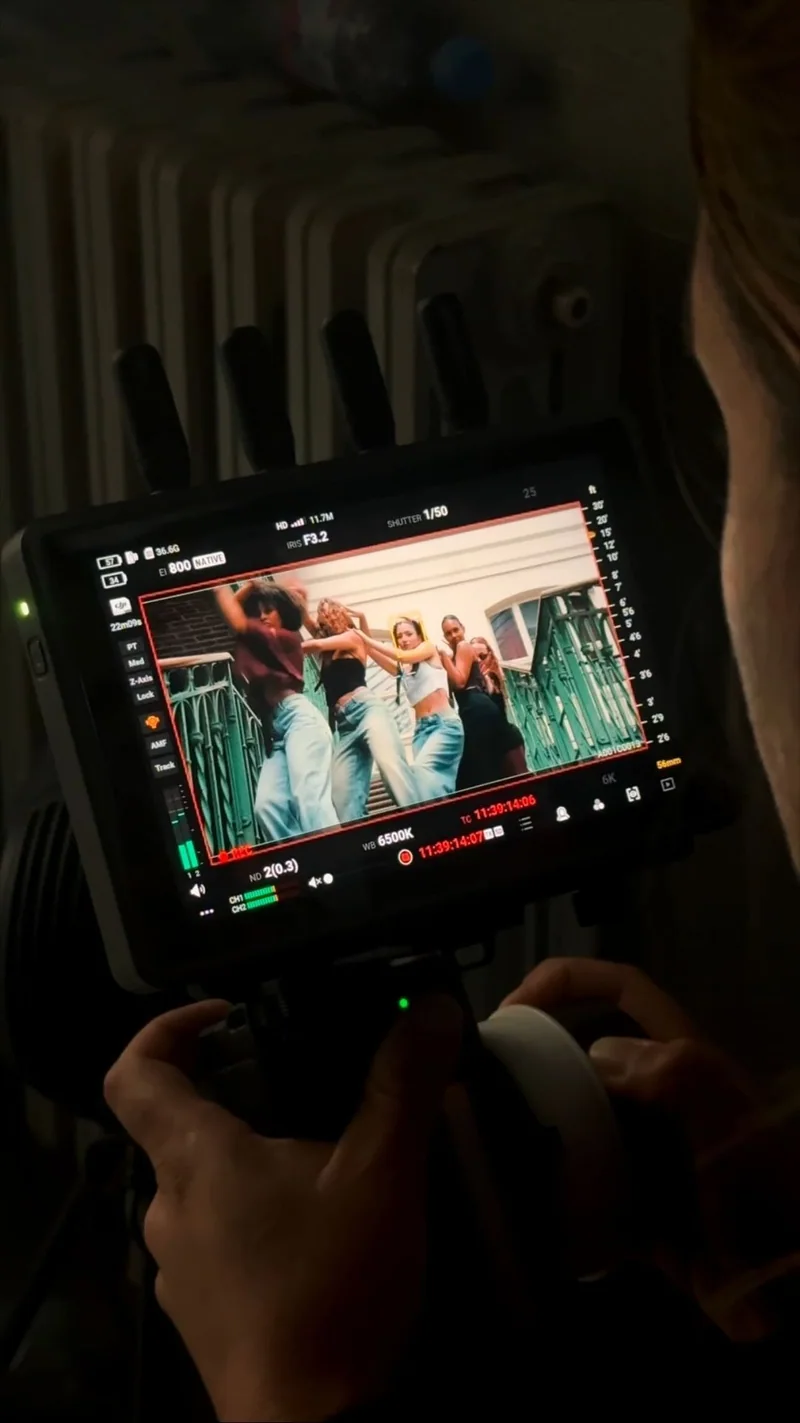 Professional broadcast monitor on a film set