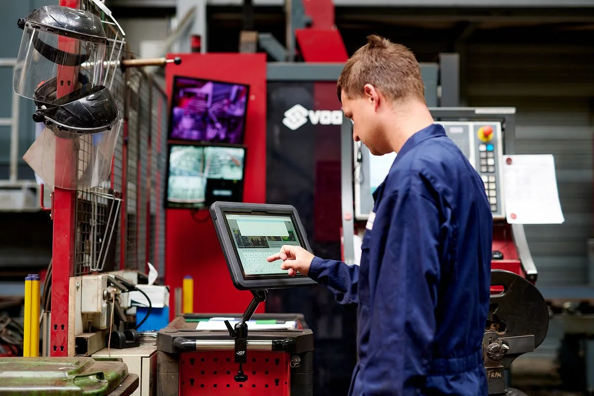 Industrial operator using a rugged touch display
